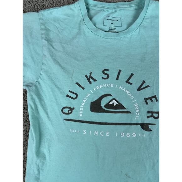 Quiksilver Shirt Womens Small Teal Black Mountain And Wave Short Sleeve READ - Picture 4 of 10